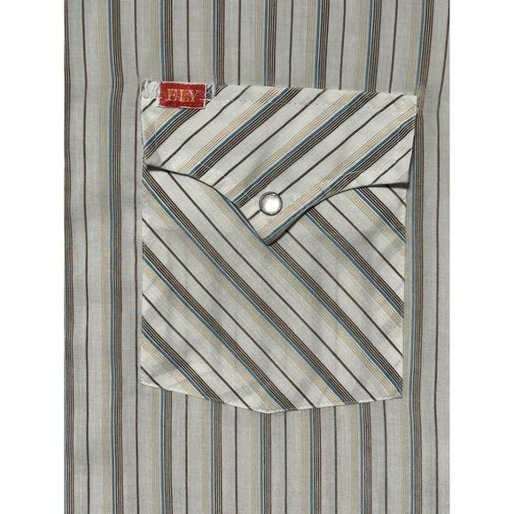 Vintage Ely Plains Shirt Mens L Long Sleeve Pearl Snap Cowboy Western Ranch Ride - Picture 3 of 10